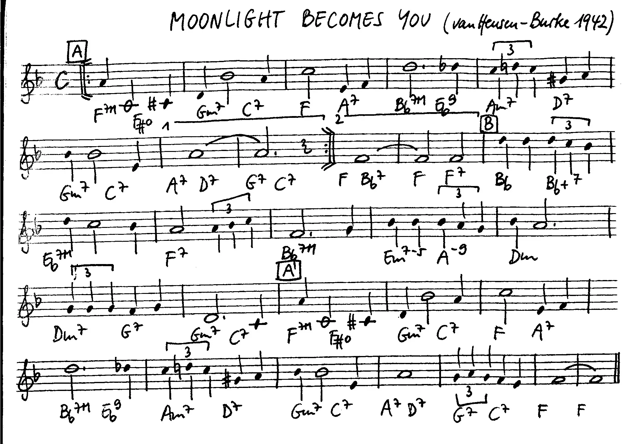 moonlight becomes you free jazz leadsheet - Courtesy of the Jungle Jazz Band